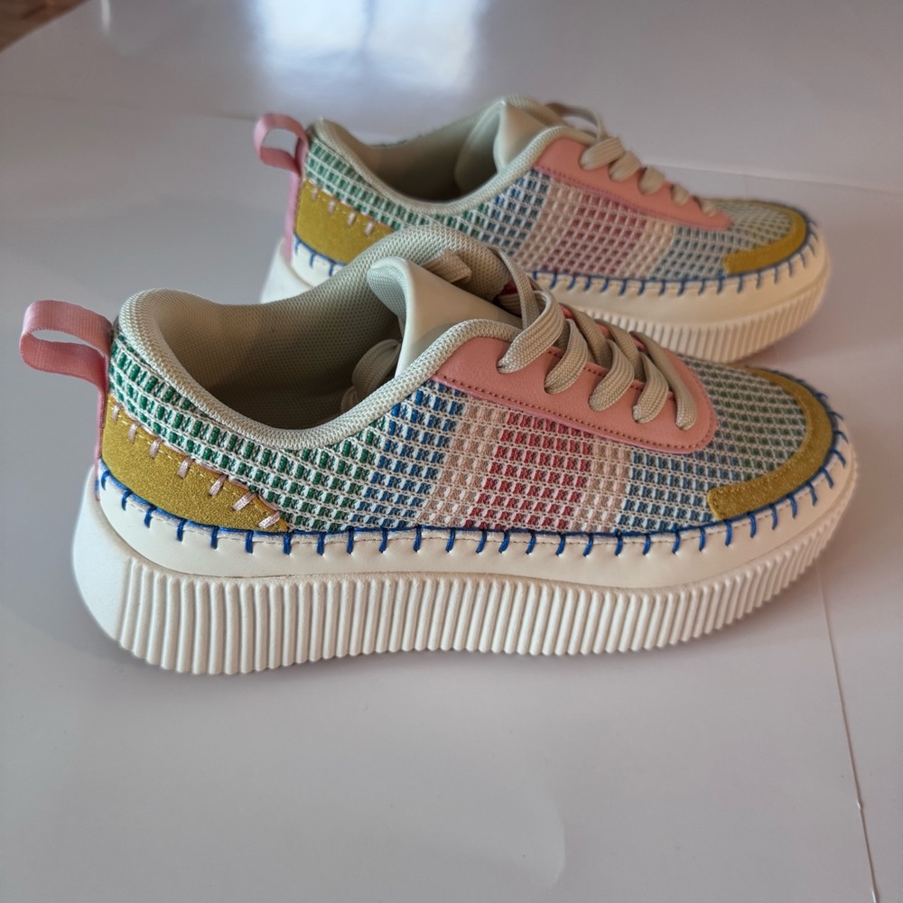 Women’s‎ Nicole Miller Colorblock Platform Sneakers - Pink, Blue, Green - Picture 3 of 6